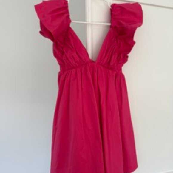 Small Fuschia Cocktail Dress by For Love & Lemons "Clementine Mini Dress" - Picture 1 of 4